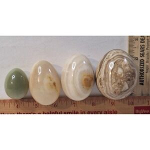 Lot Of 4 Marble Alabaster Stone Eggs Home Decor